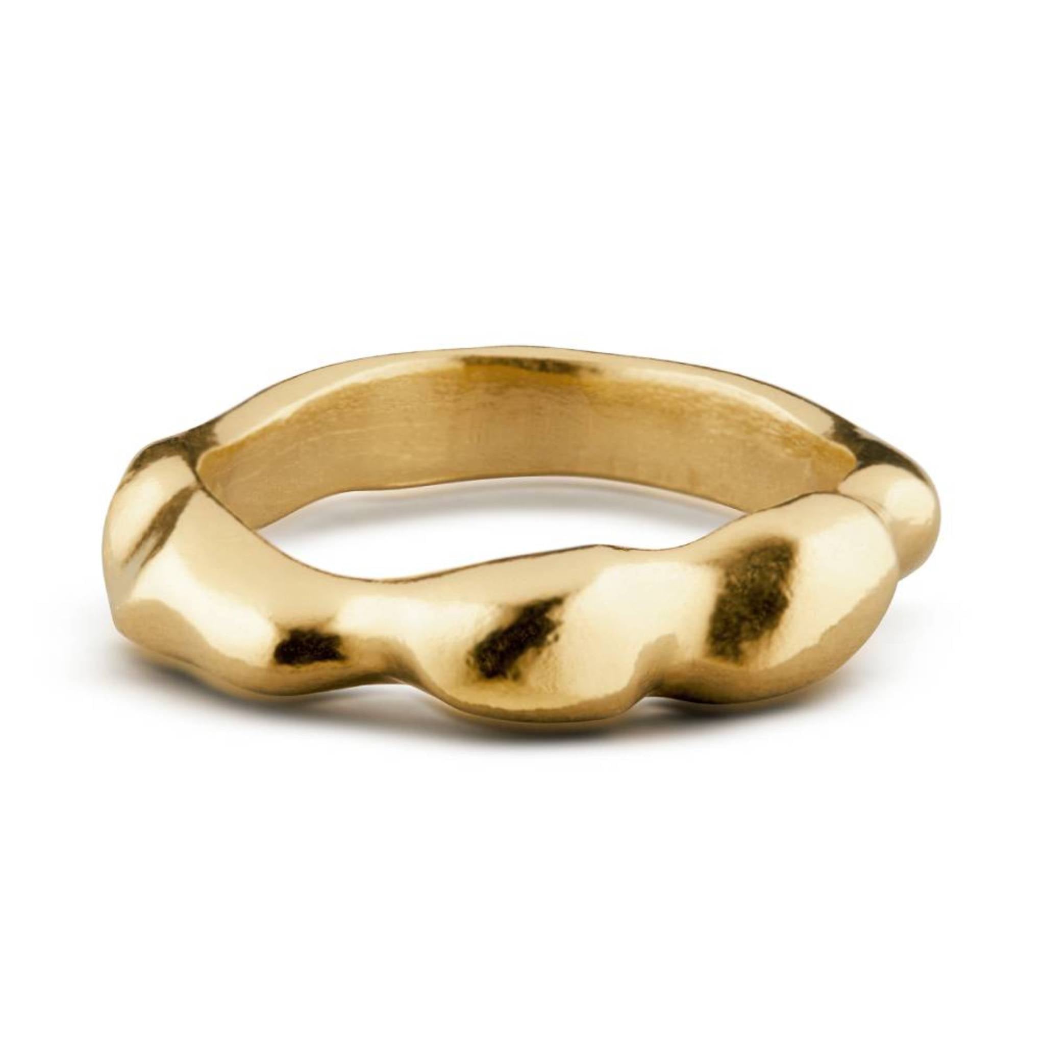 Aimless B 18ct gold vermeil sculptural organic band ring on white background