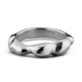 Aimless B recycled sterling silver sculptural organic band ring on white background