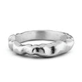 Aimless C recycled sterling silver sculptural stacking ring on white background