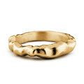 Aimless C 18ct gold vermeil sculptural stacking ring on white background