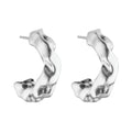 Aimless Chunky Hoops recycled sterling silver bold sculptural hoop earrings pair close up on white background