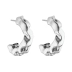 Aimless Chunky Hoops recycled sterling silver bold sculptural hoop earrings pair close up on white background
