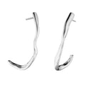 Aimless Drops recycled sterling silver organic wave drop earrings pair close up on white background