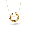 Aimless 18ct gold vermeil open molten circle pendant necklace close up on white background