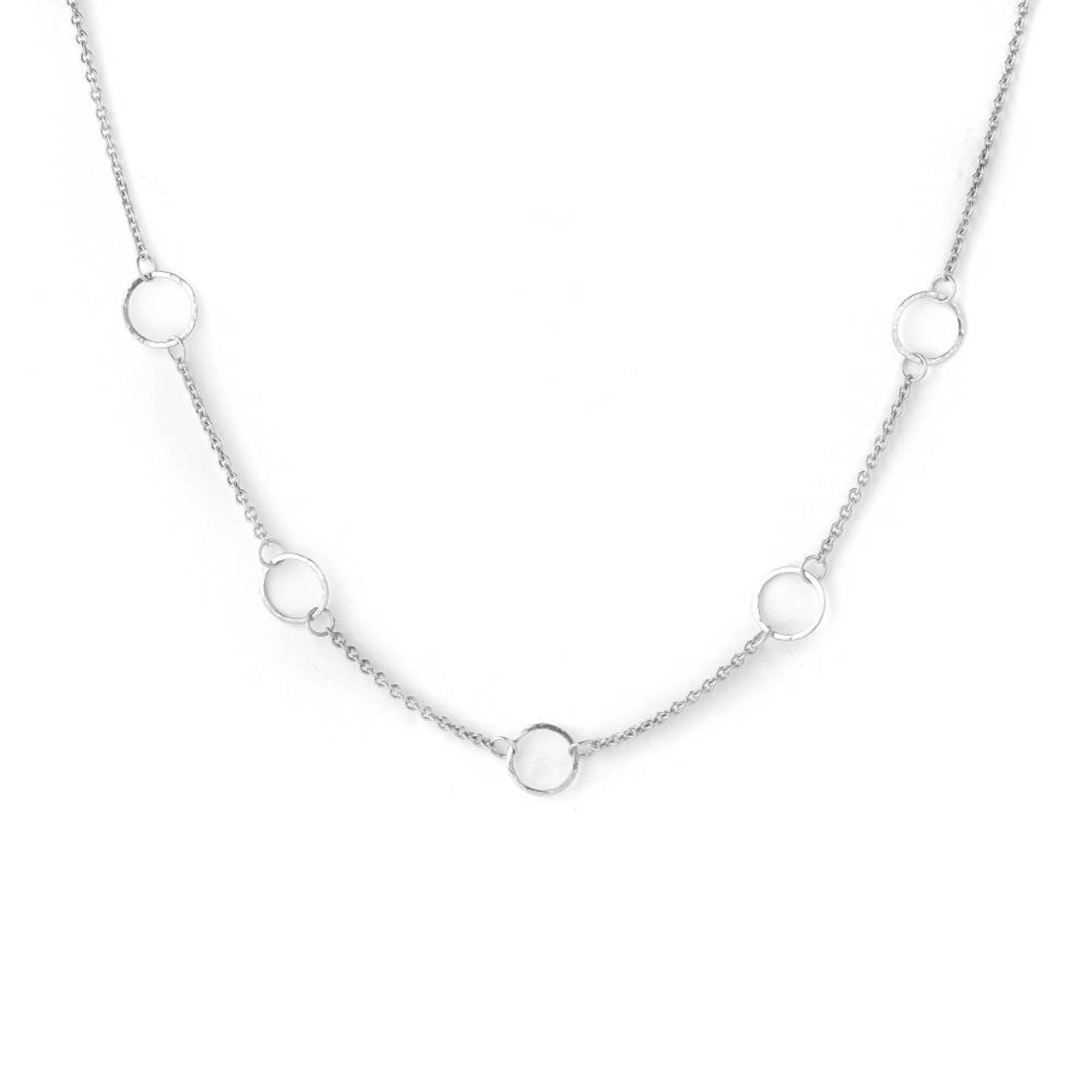 Chain of Hoops recycled sterling silver necklace close up showing link spacing and circular hoops