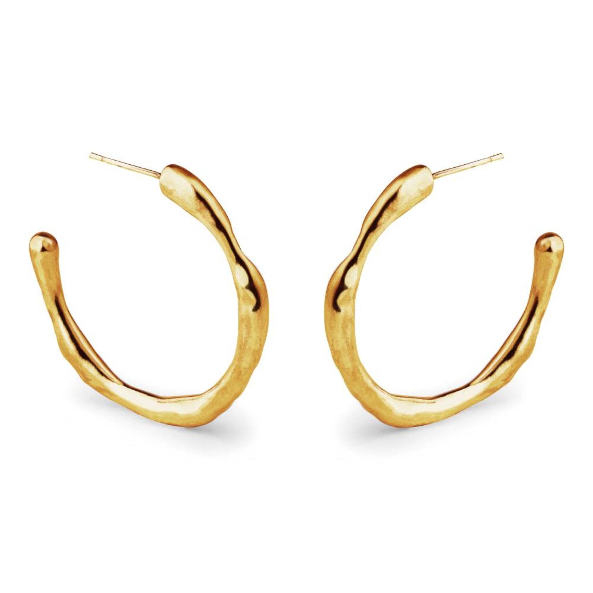 Gold vermeil Large Recollections Hoops with notched sculptural detail