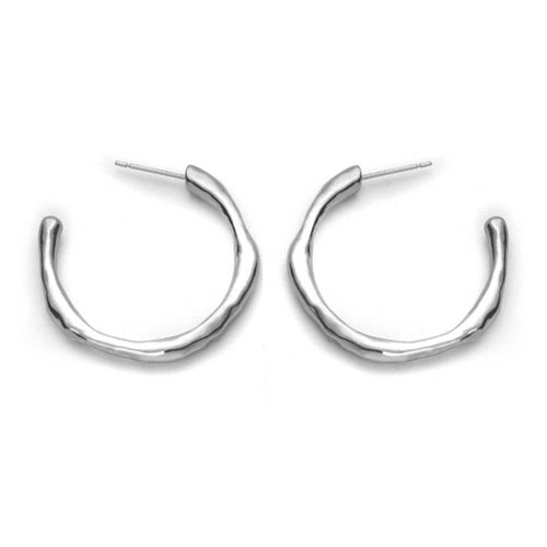 Recycled sterling silver Large Recollections Hoops with notched sculptural detail