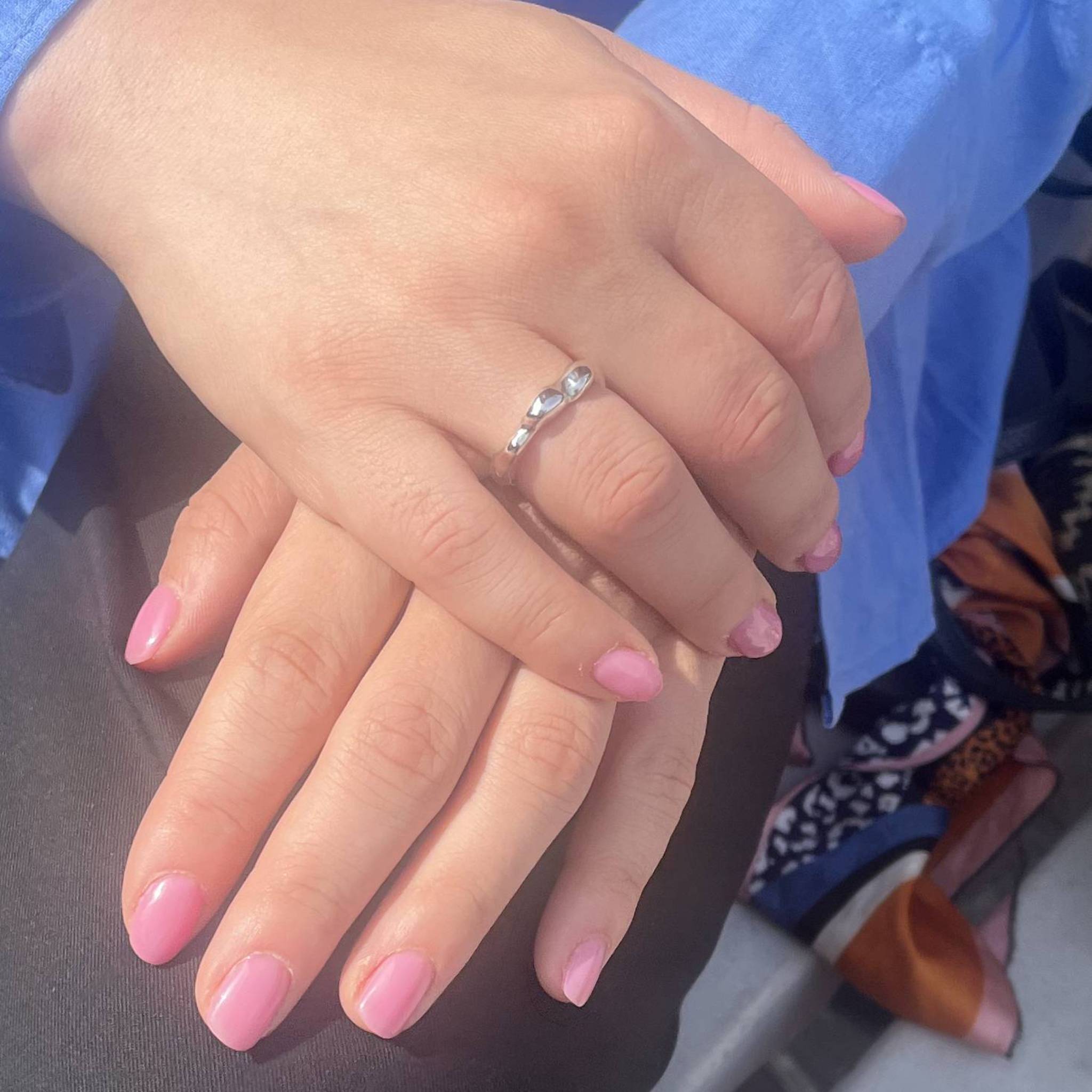 Recycled sterling silver Aimless B ring with fluid sculptural form