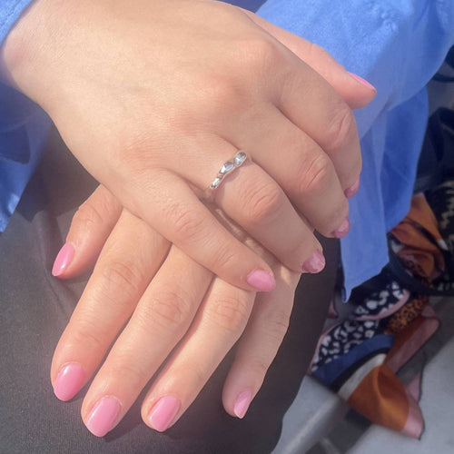 Recycled sterling silver Aimless B ring with fluid sculptural form