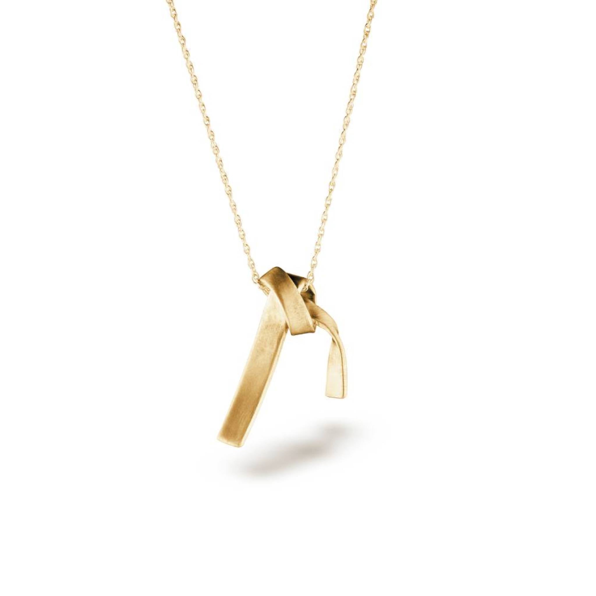 Gold vermeil Trussed Necklace with satin finish sculptural pendant