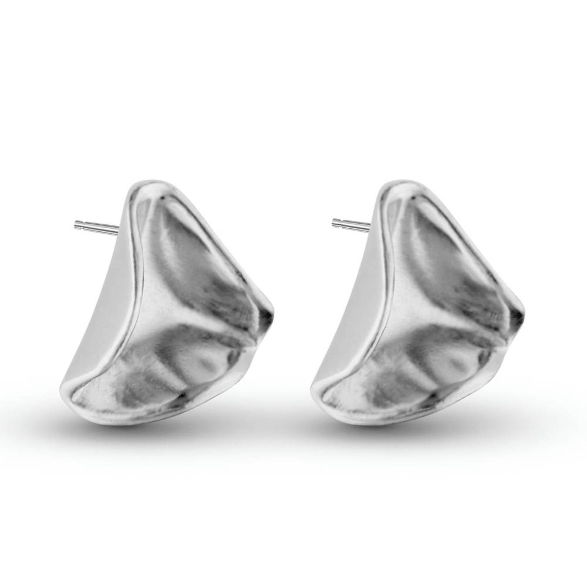 Recycled sterling silver Hollows Earrings with sculptural reflective form