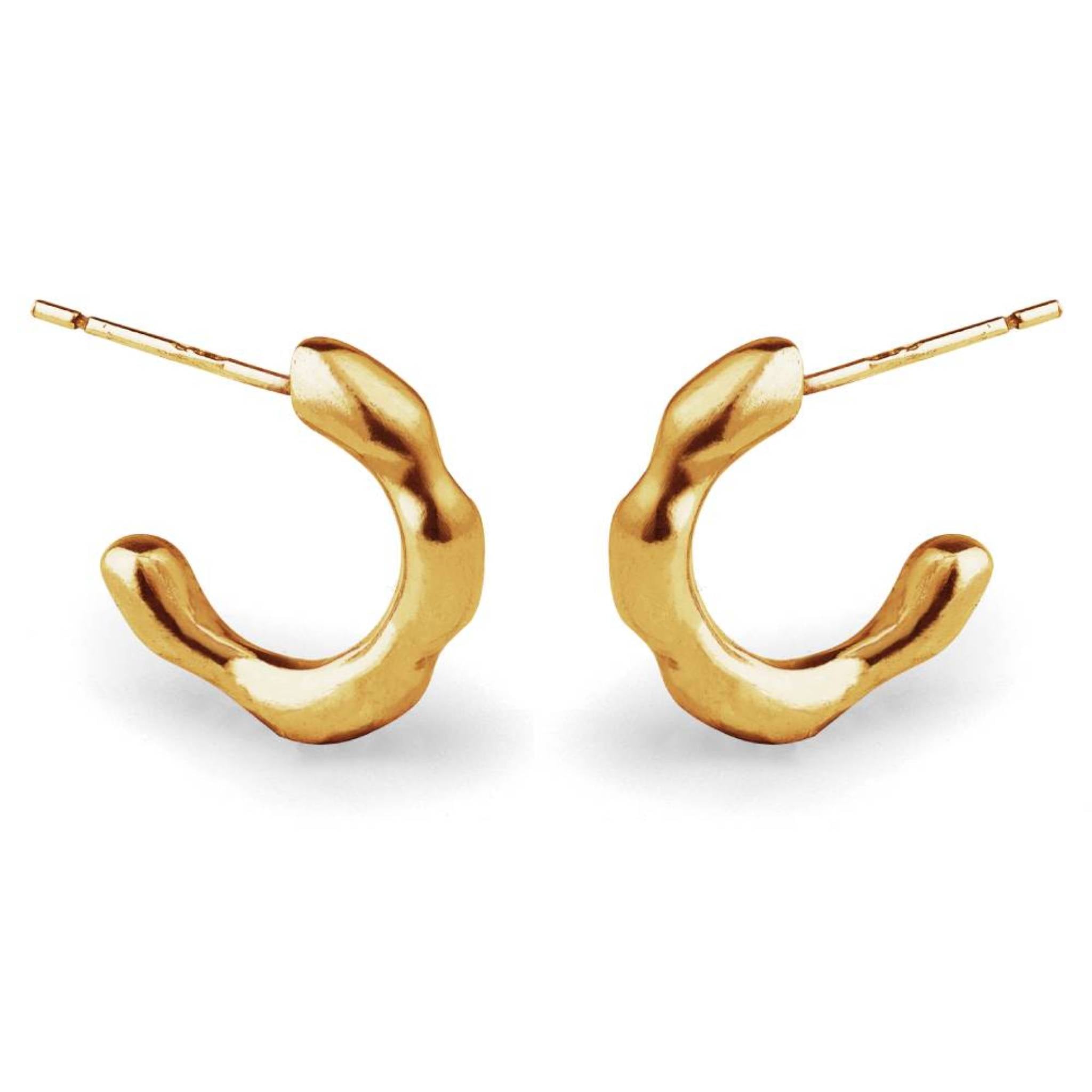 Gold vermeil huggie earrings with sculptural polished form