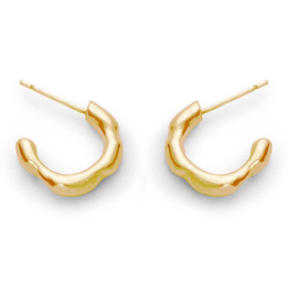 Gold vermeil huggie earrings with sculptural polished form