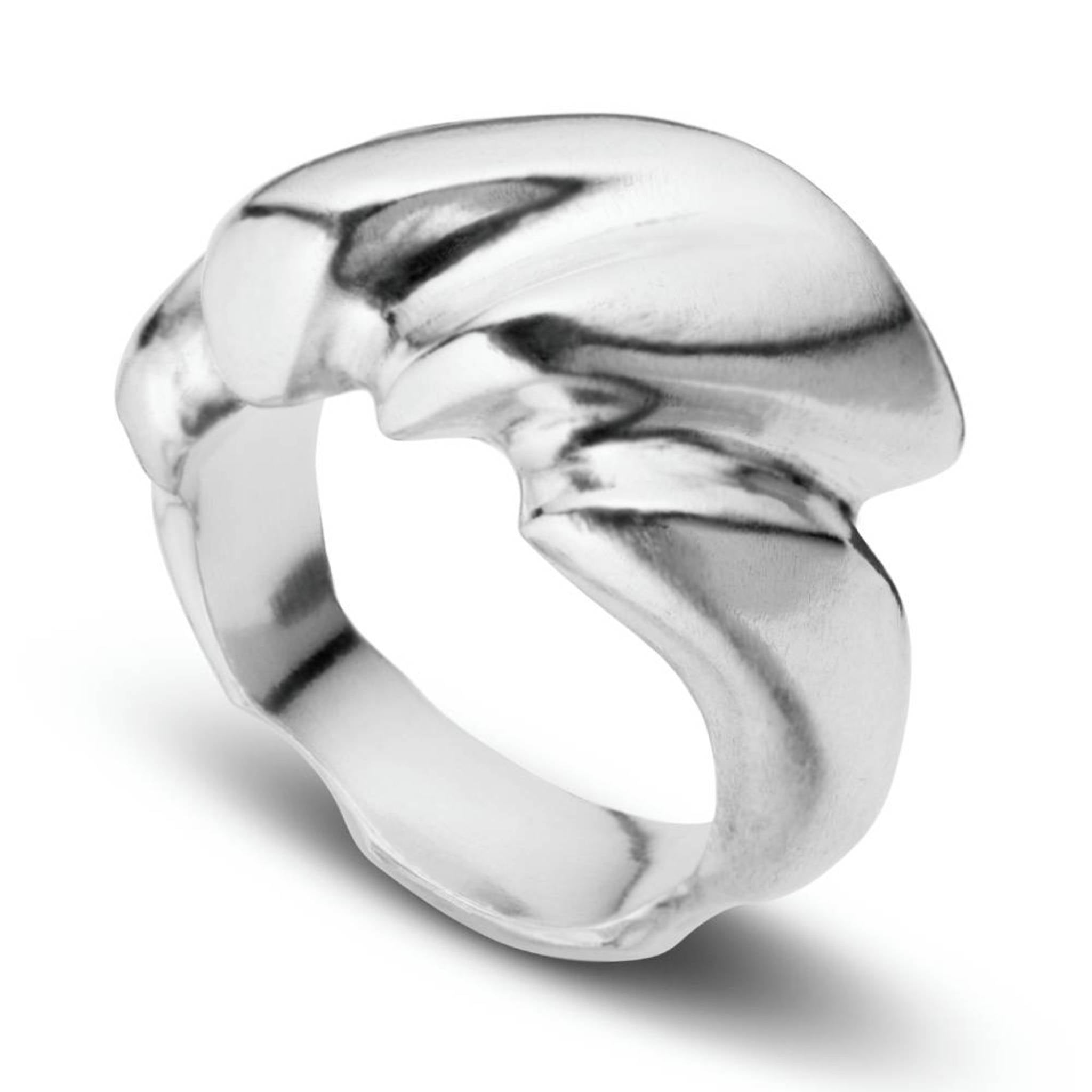 Recycled sterling silver There Ring with bold sculptural chunky form