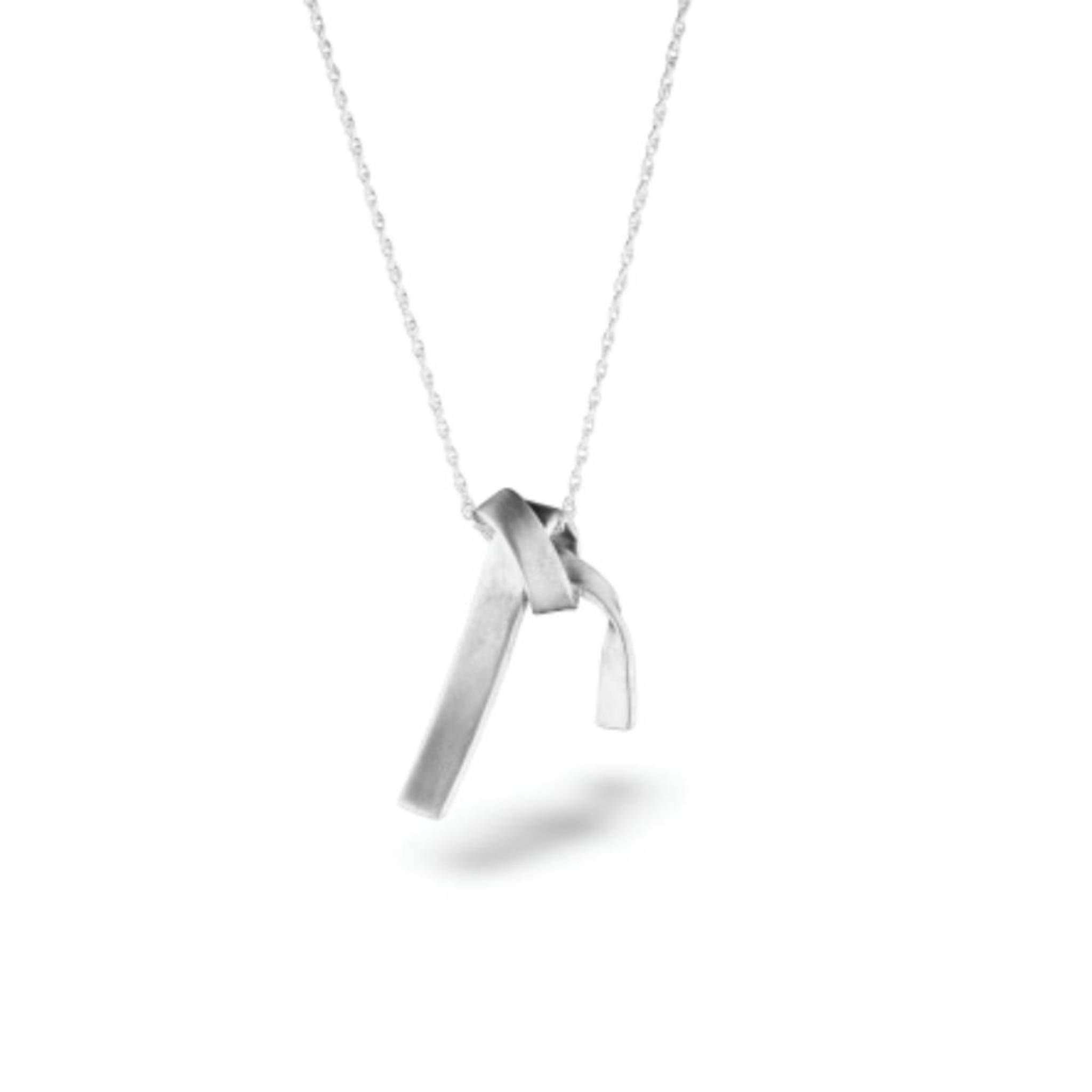 Recycled sterling silver Trussed Necklace with satin finish pendant