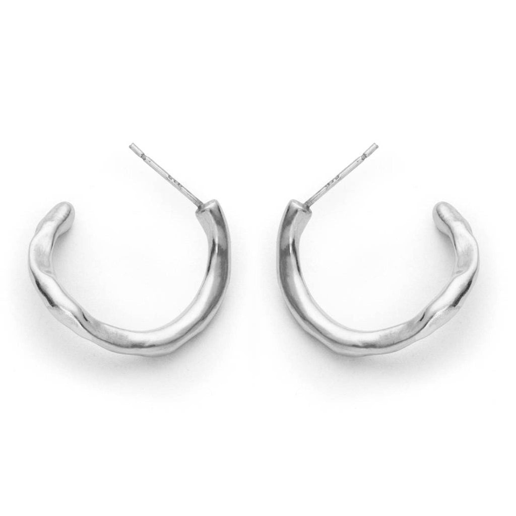 Recycled sterling silver twisted hoop earrings with polished finish