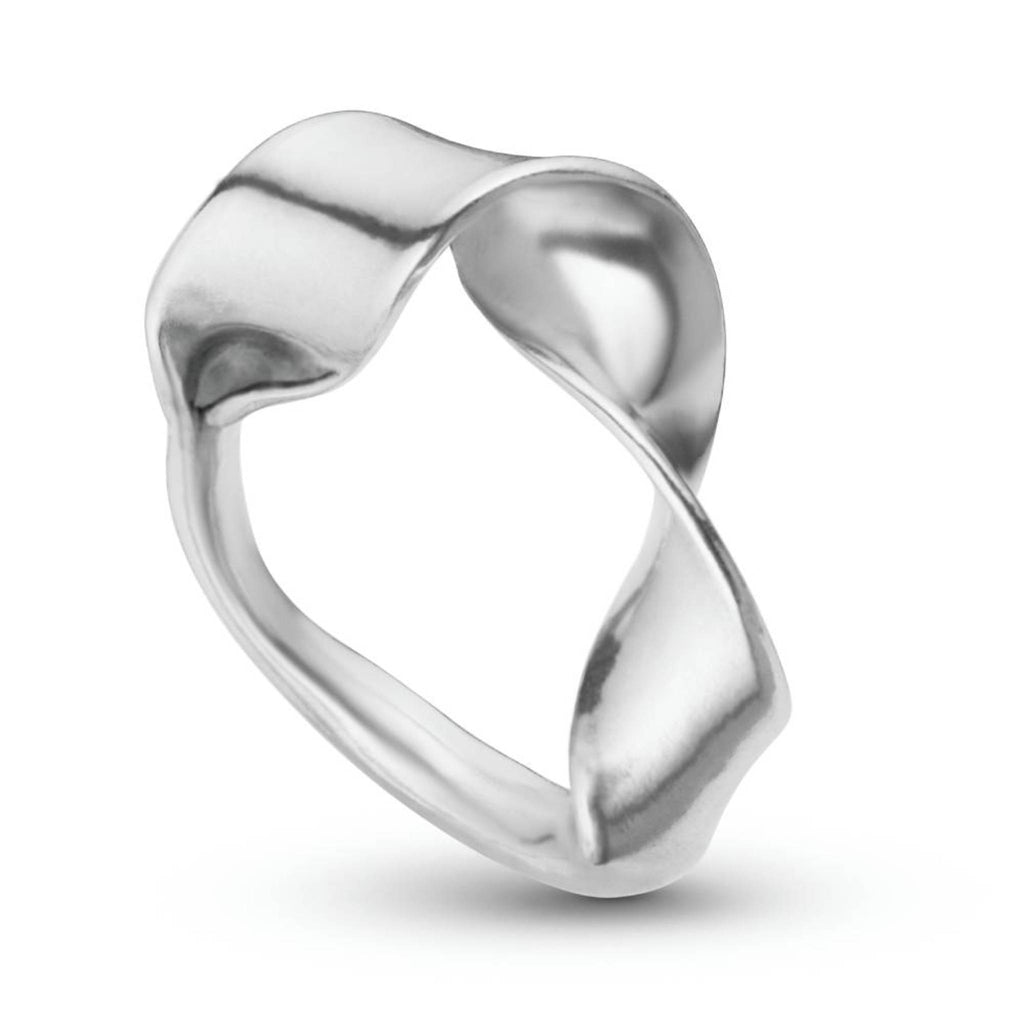 Recycled sterling silver Twisted Ring with sculptural twisted form