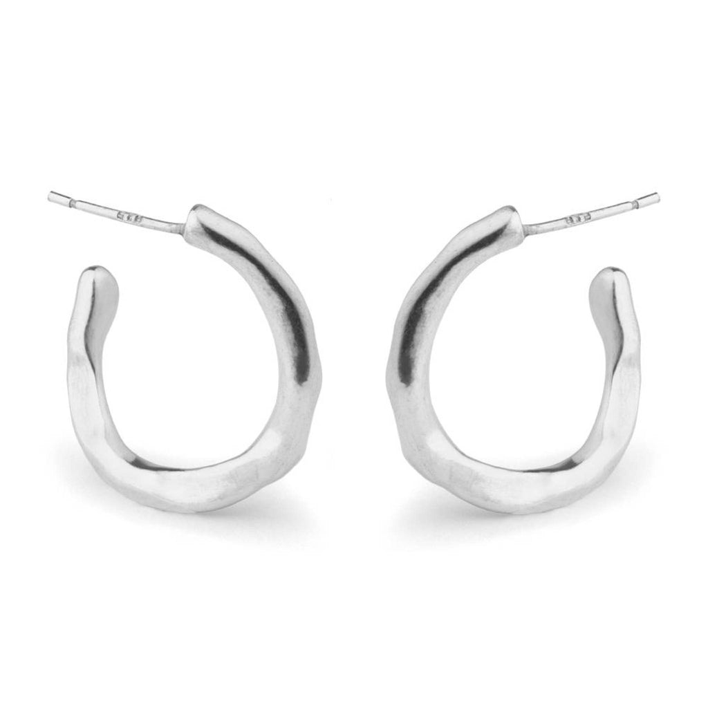 Recycled sterling silver twisted hoop earrings with polished finish
