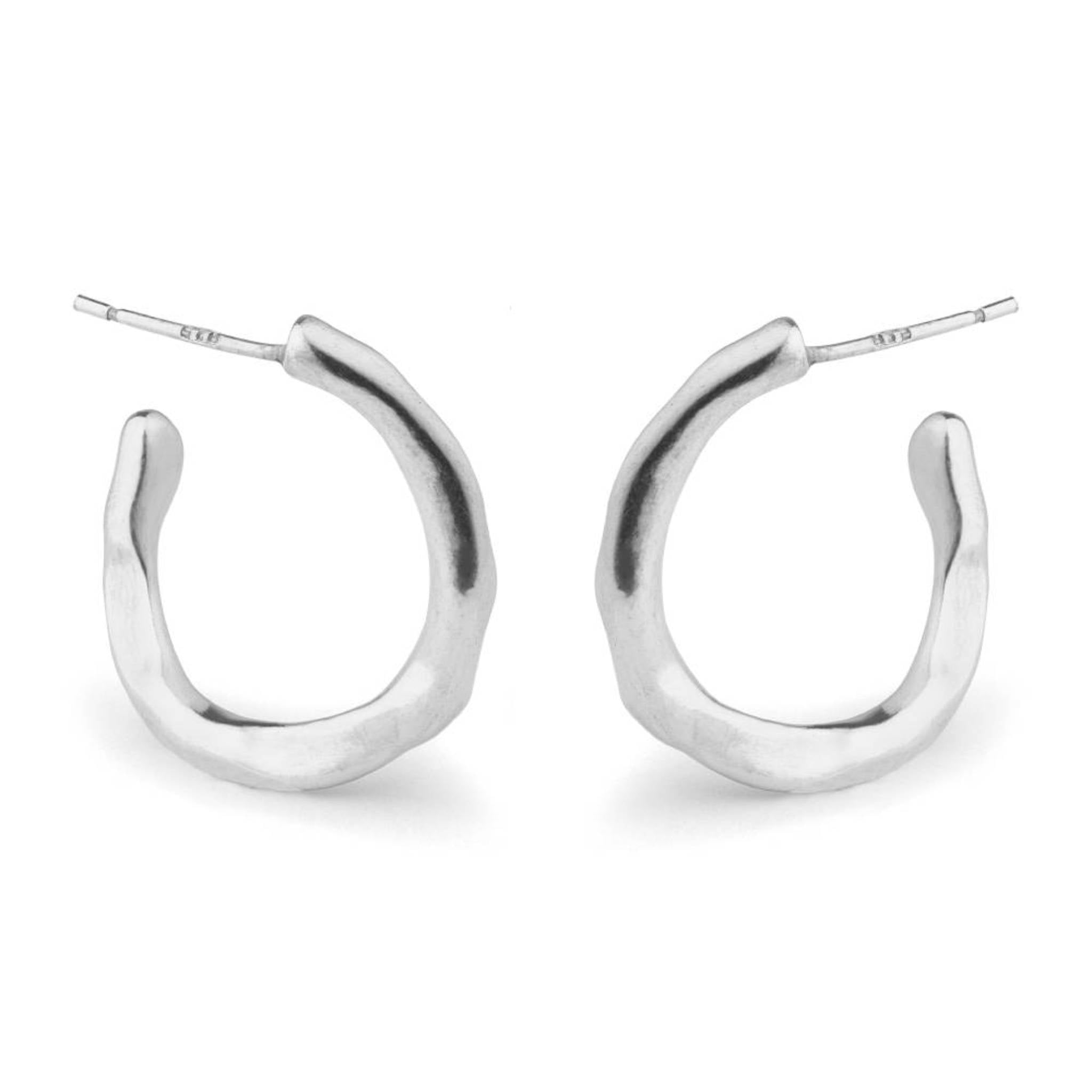 Recycled sterling silver twisted hoop earrings with polished finish
