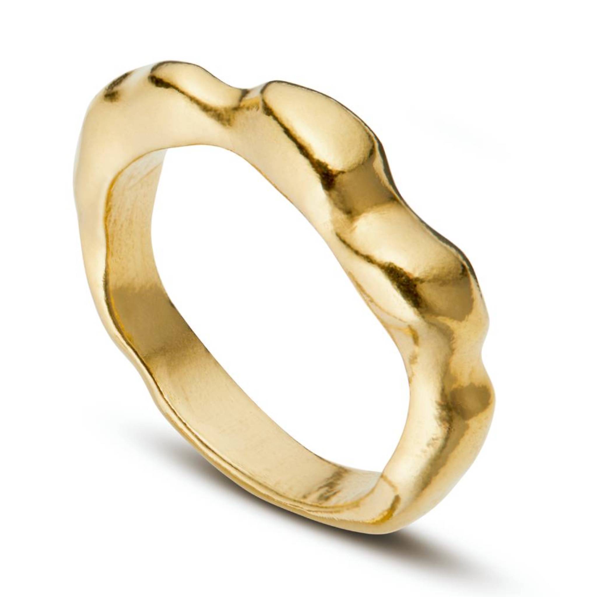 Aimless B 18ct gold vermeil sculptural organic band ring on white background