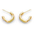 The Huggies 18ct gold vermeil small organic huggie hoop earrings pair close up on white background