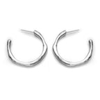 Large Recollections recycled sterling silver organic hoop earrings pair close up on white background
