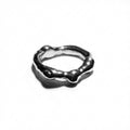 Recollections recycled sterling silver organic band ring with subtle notched texture close up on white background