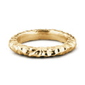 Shy Guy 18ct gold vermeil textured organic stacking ring close up on white background