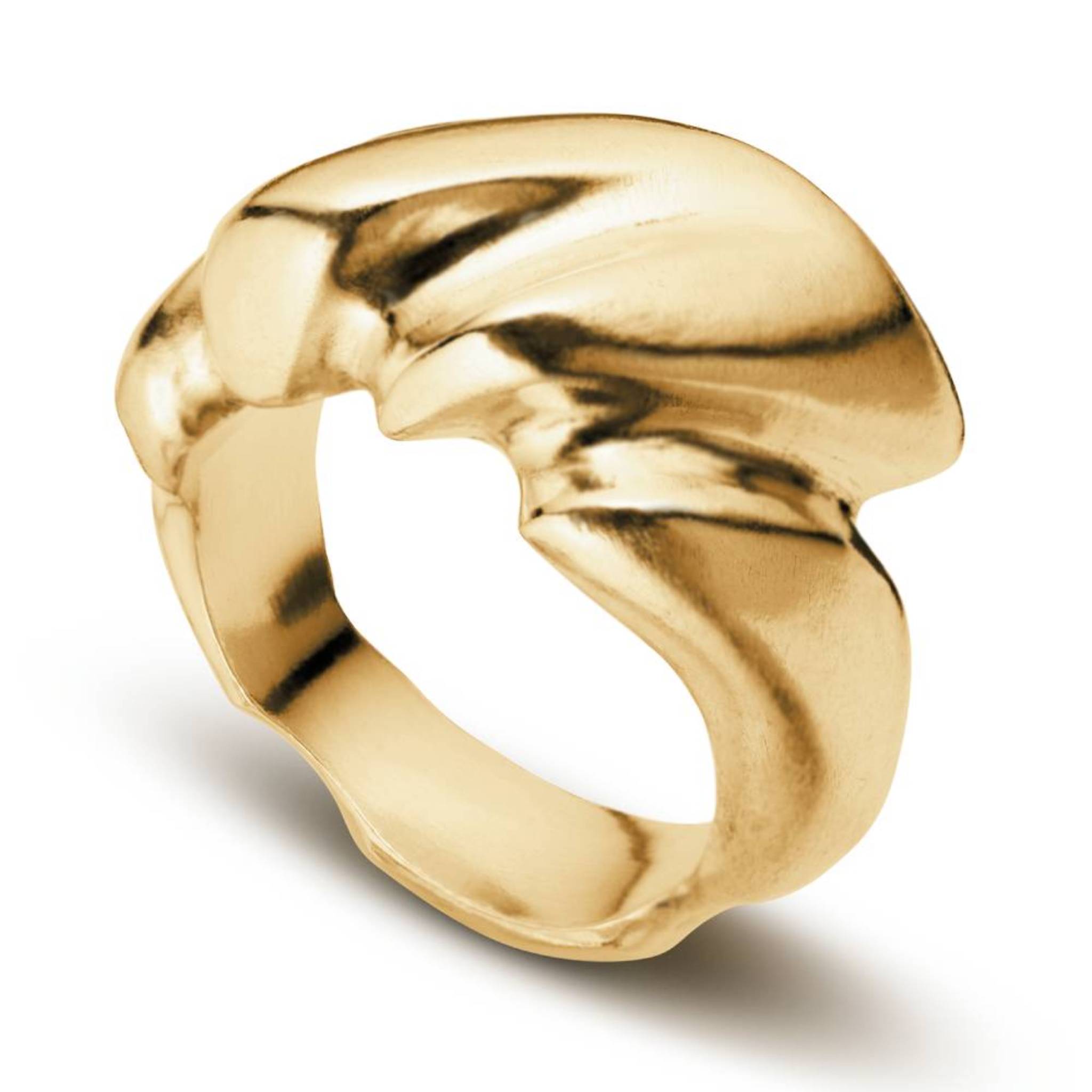 The There 18ct gold vermeil ring angled view showing smooth sculptural folds
