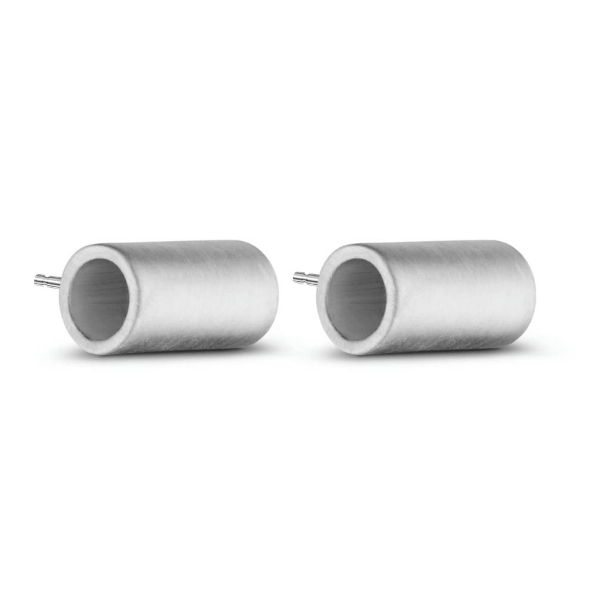 Tube Studs recycled sterling silver minimalist cylindrical stud earrings pair close up on white background