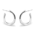 Twisted Hoops recycled sterling silver hoop earrings front view highlighting subtle wavy twist texture